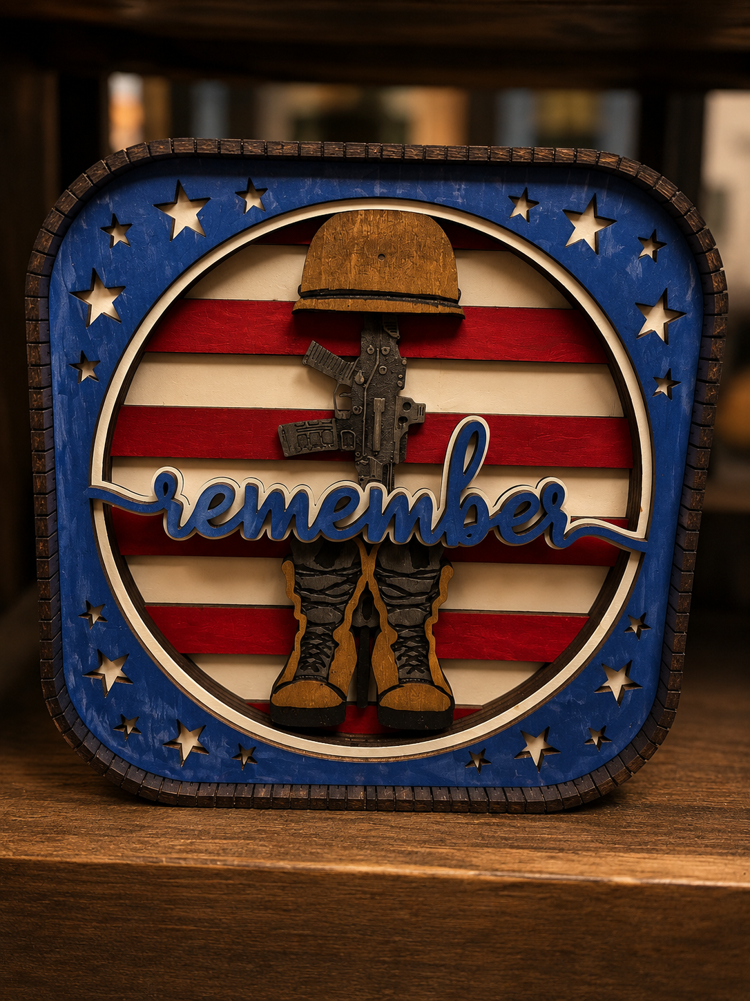 Remember Patriotic Shelf Sitter