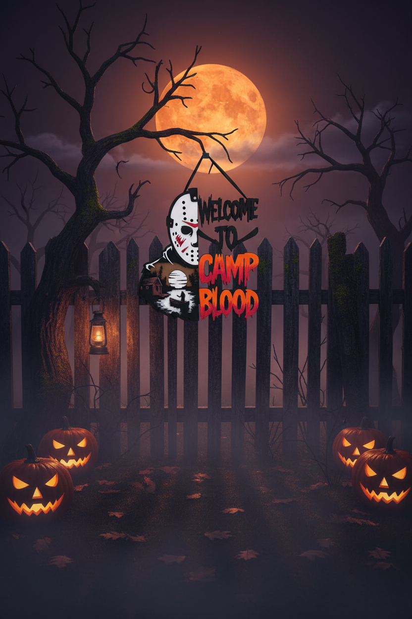 Halloween Camp Blood Door Hanger
