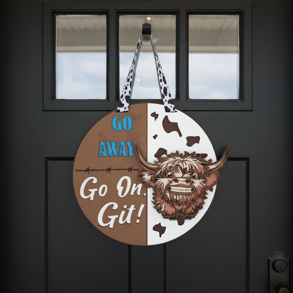 Go Away Cow Door Hanger