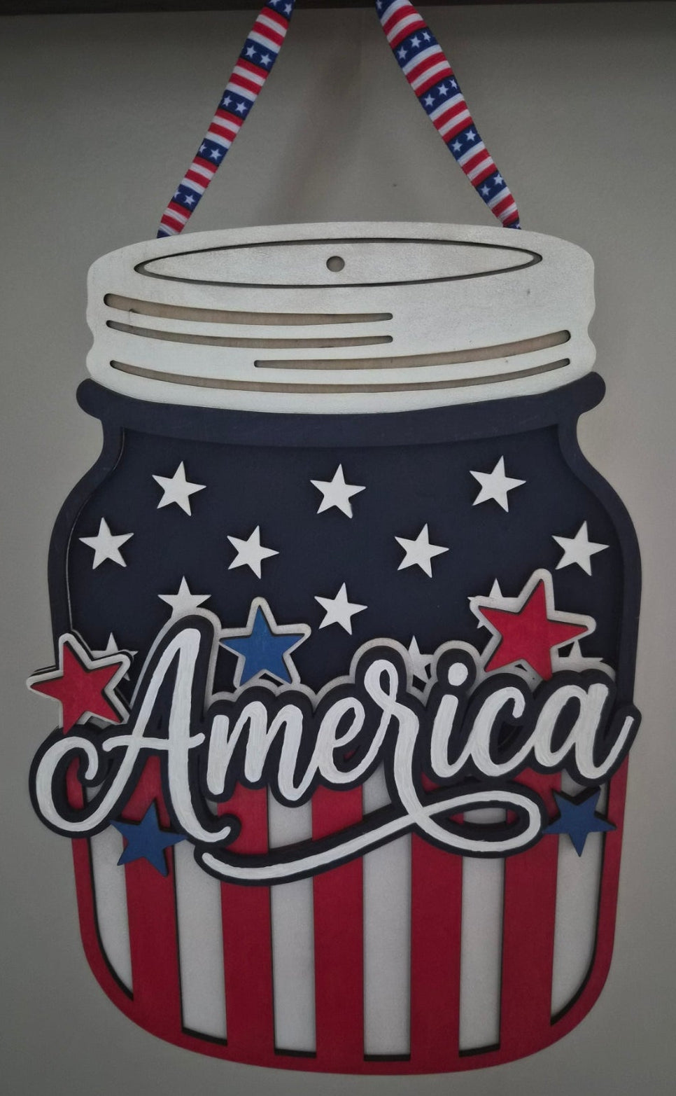 America Mason Jar Door Hanger