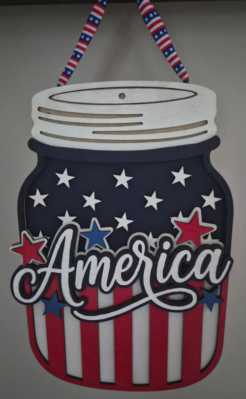 America Mason Jar Door Hanger